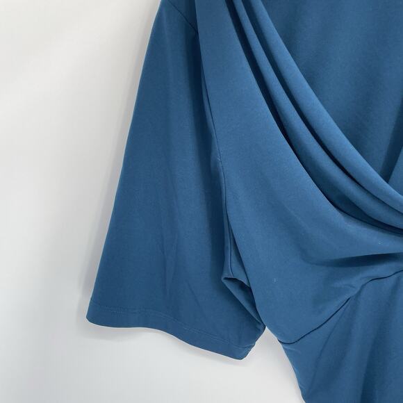 Lane Bryant Women's 2X 18/20 Teal Blue Faux Wrap Top Career Business Stretch - Picture 8 of 10